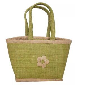Green Grasscloth Classic Style With Flower Handbag
